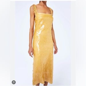 Alexis Felici Sequin Midi Dress Small Yellow NWT